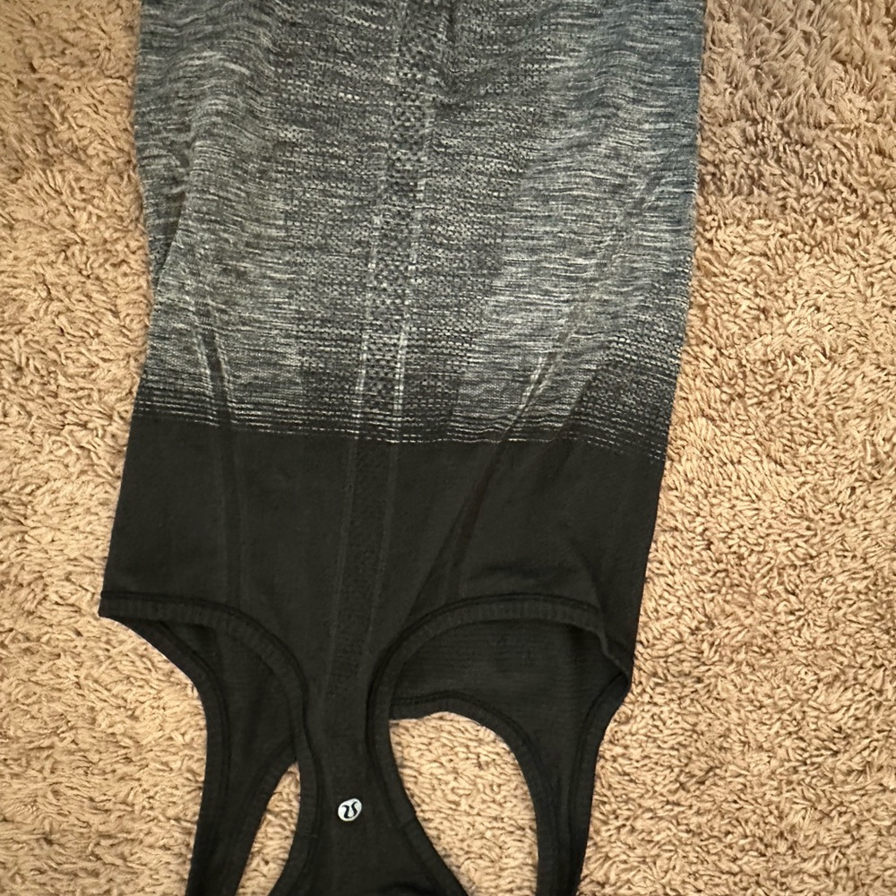grey + black lulu tank top